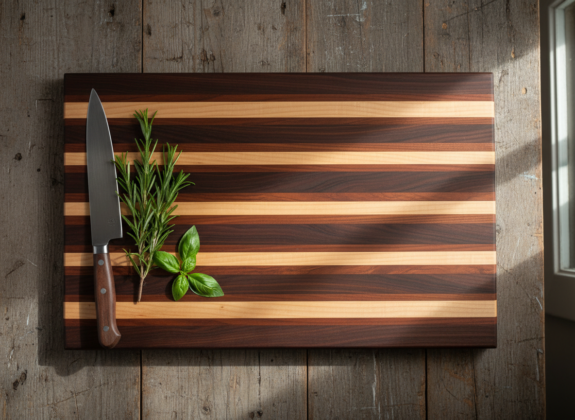 Handcrafted Walnut & Maple Striped Cutting Board