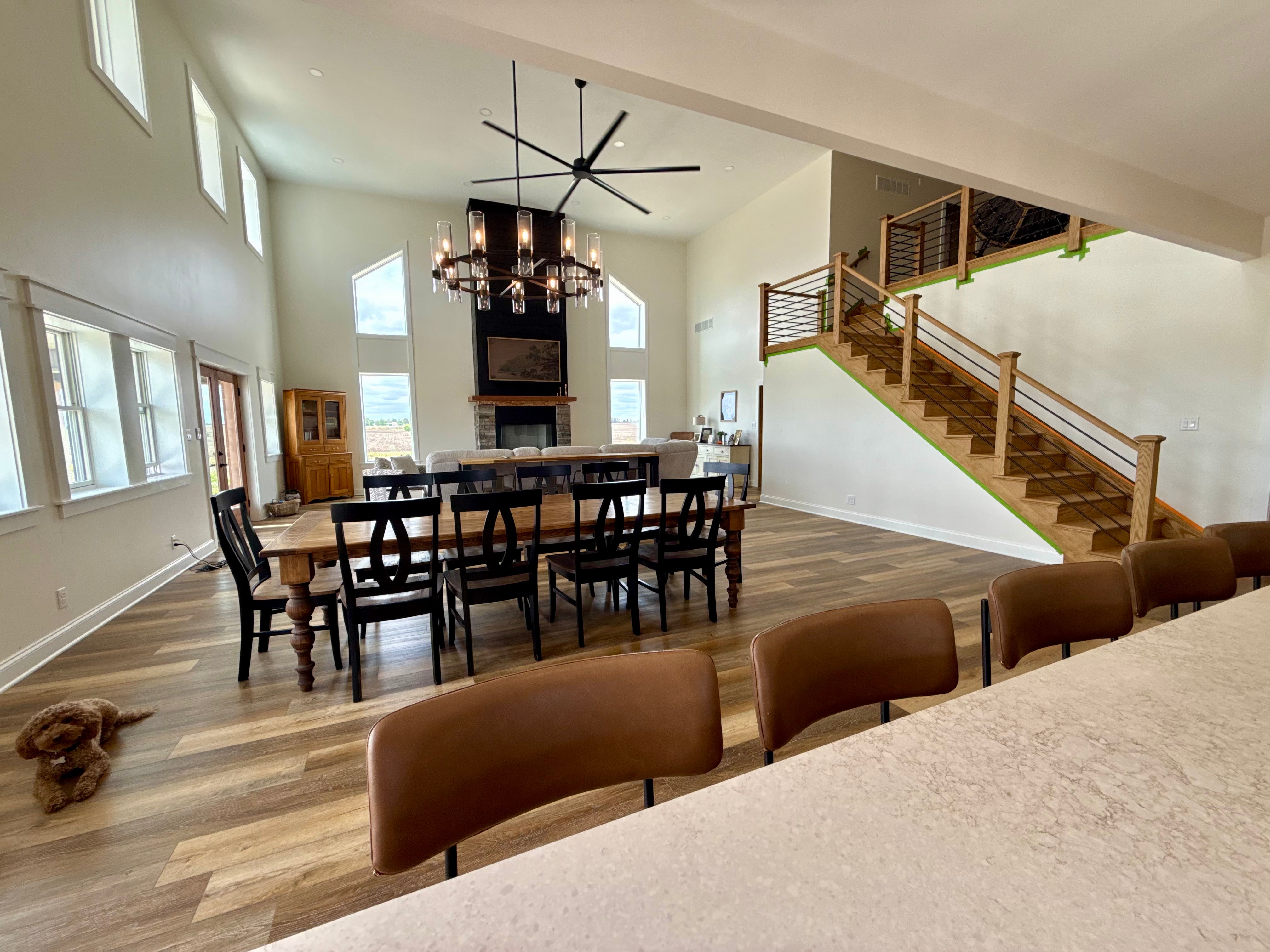 Taylor Table-Wyoming Prairie Tan Finish with Breadboards & New York Style Chairs