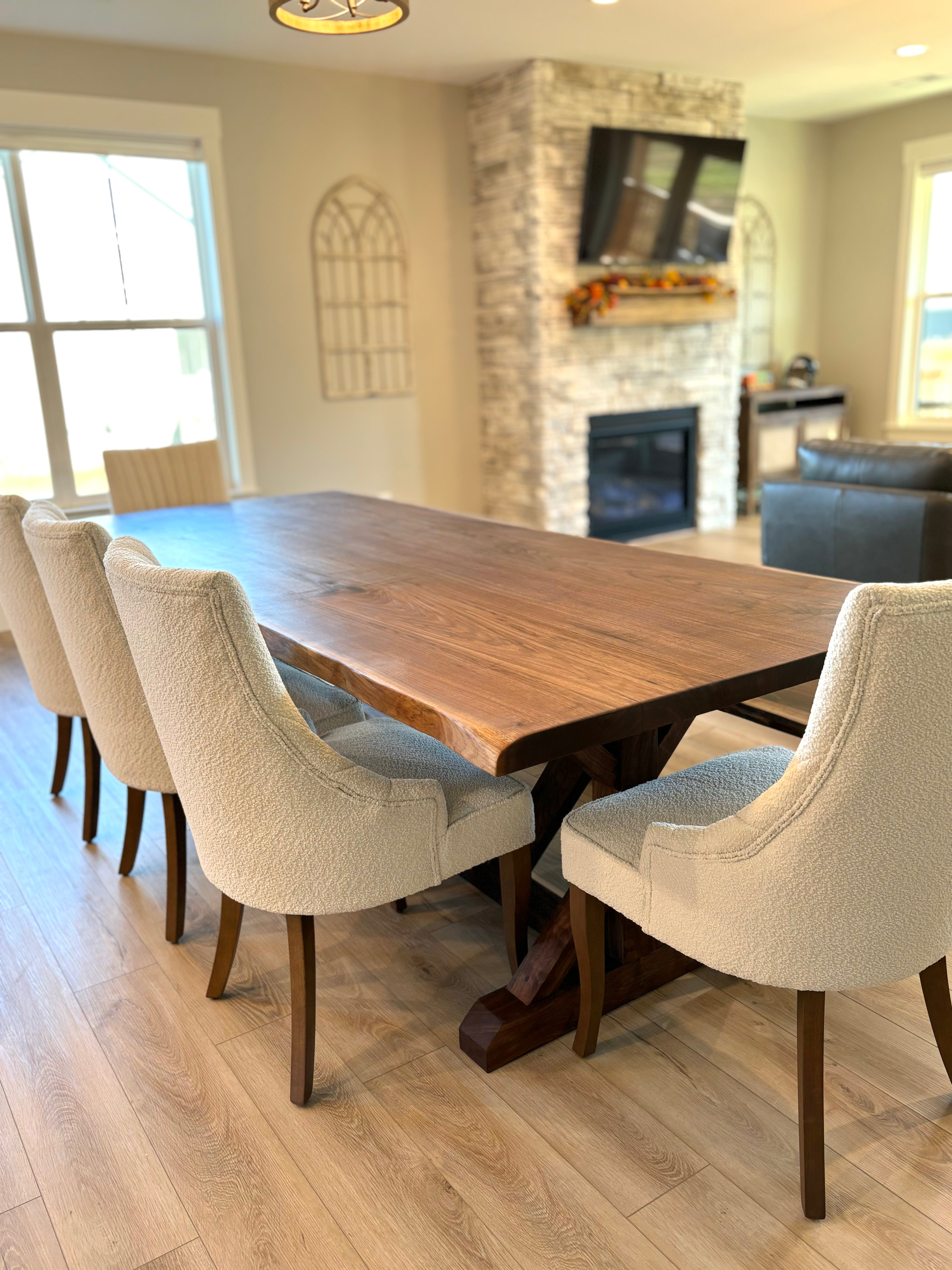 Jasmine Table Walnut Live Edge With King Chairs