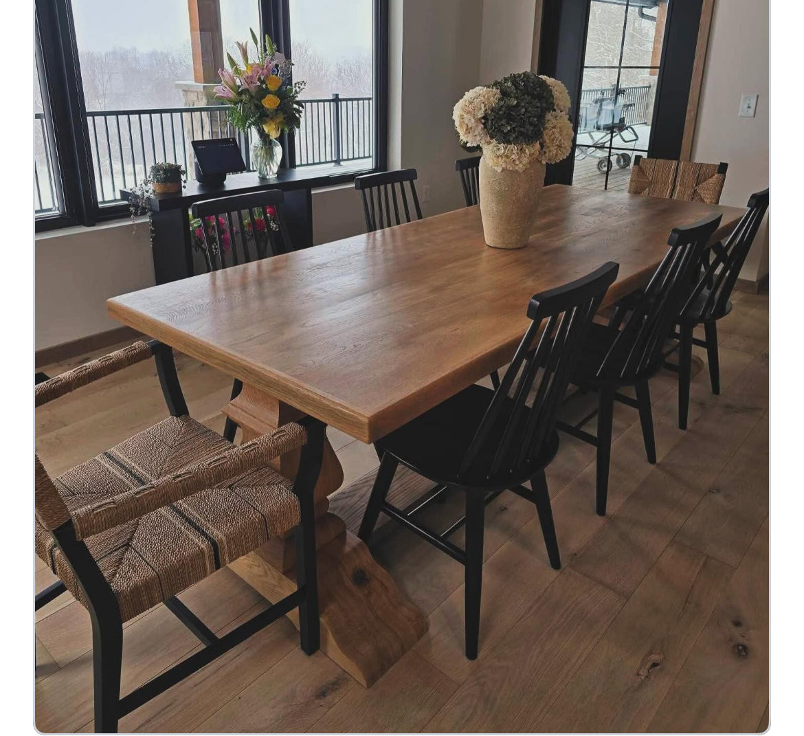 True Wisconsin Table-Golden Finish with Black Elegant Fence Chairs