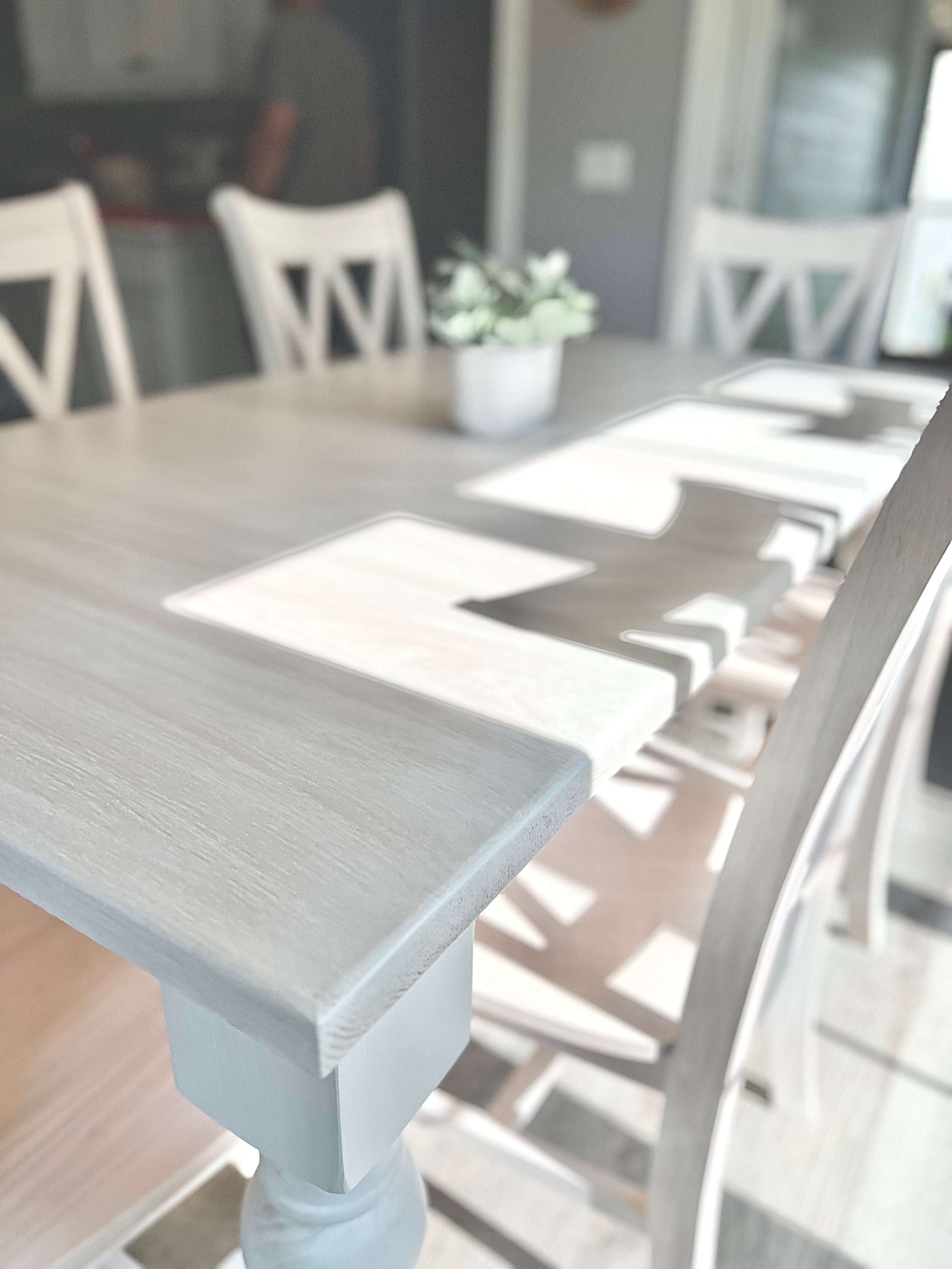 Taylor Table-Solid Oak-Matching XX Back Chairs; White Wash Finish W/Optional 24" Leaf