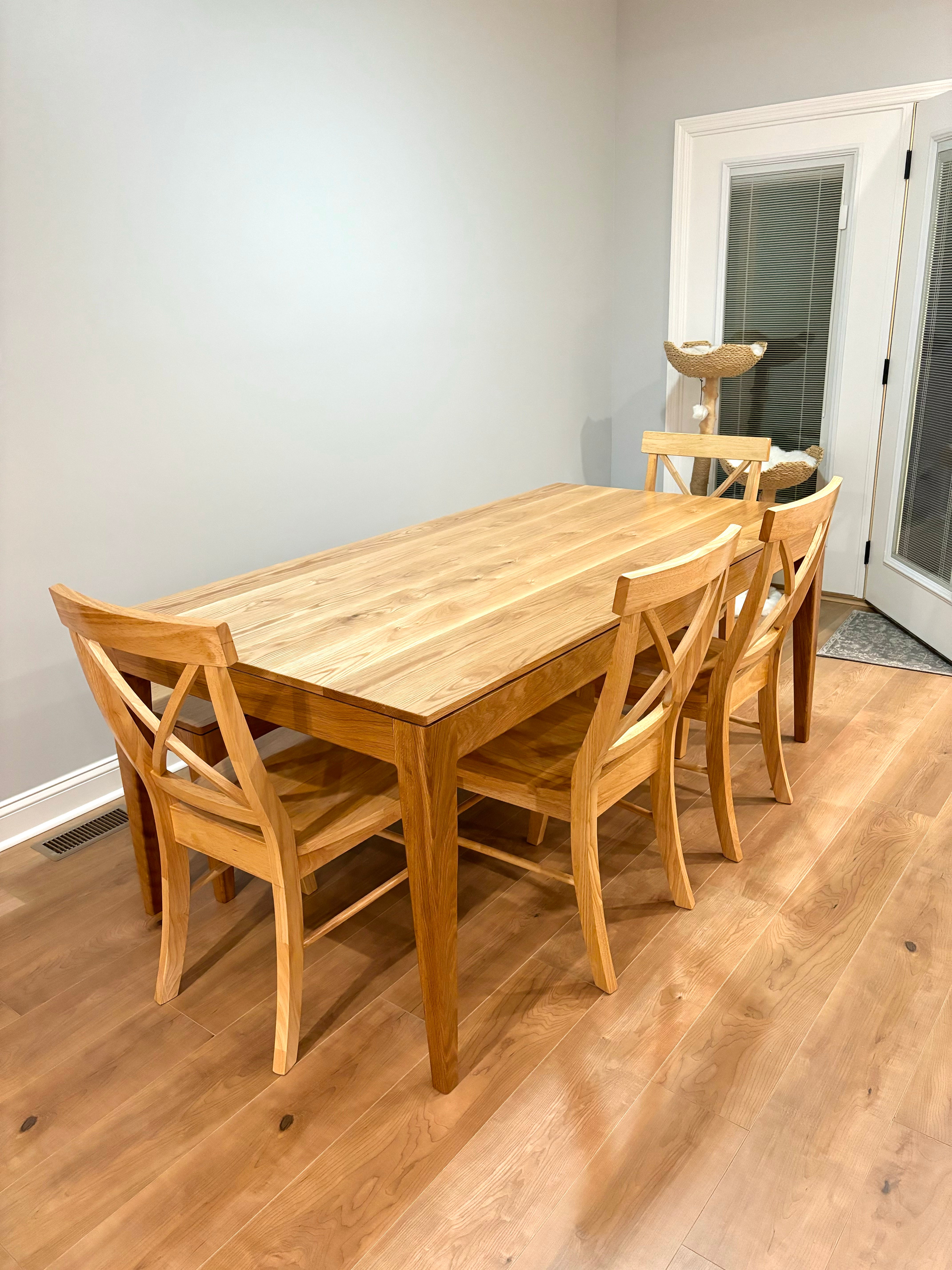 Walt Dining Set W/X Back Chairs-Natural Honeydew Finish