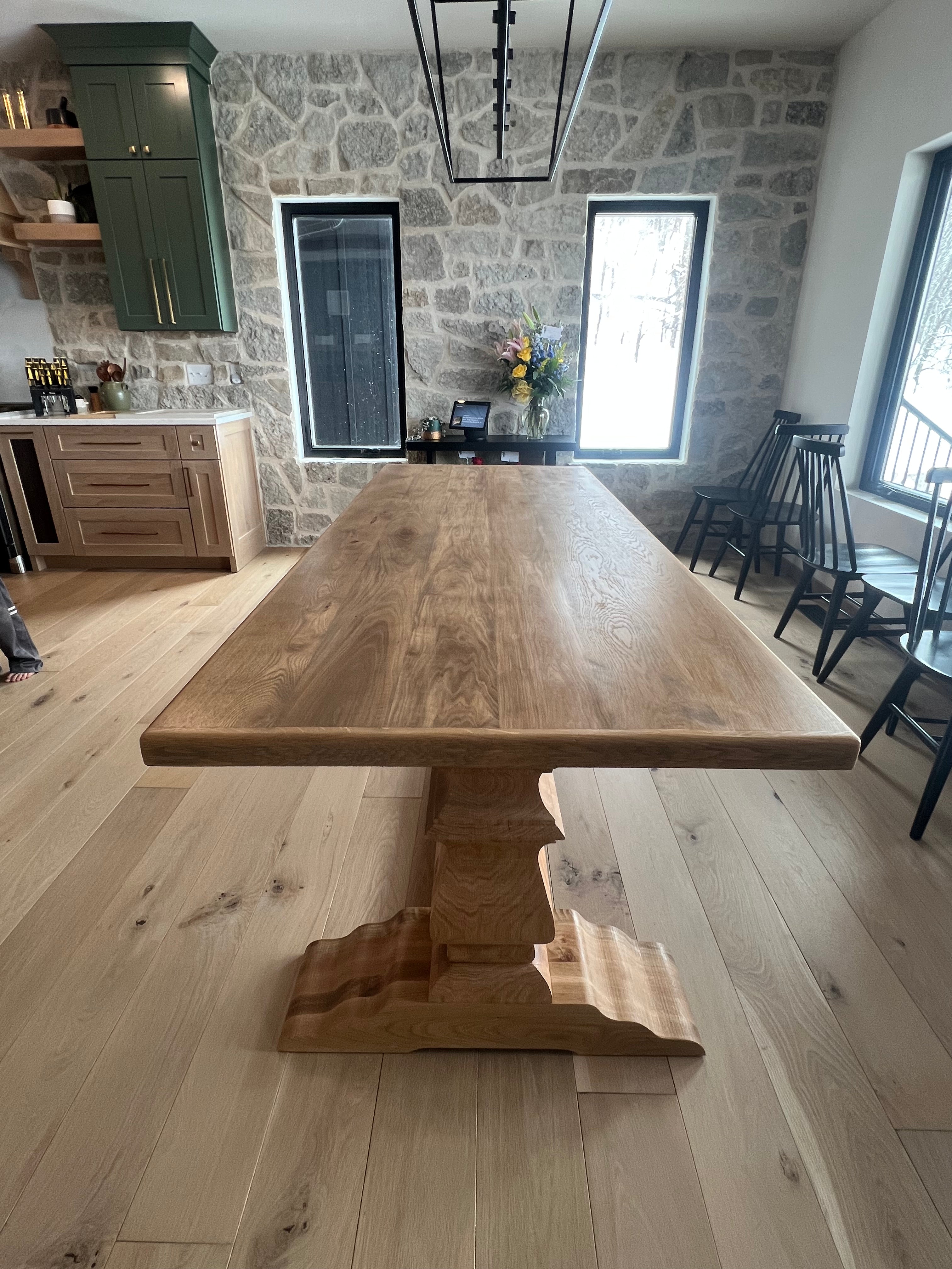 True Wisconsin Table-Golden Finish with Black Elegant Fence Chairs