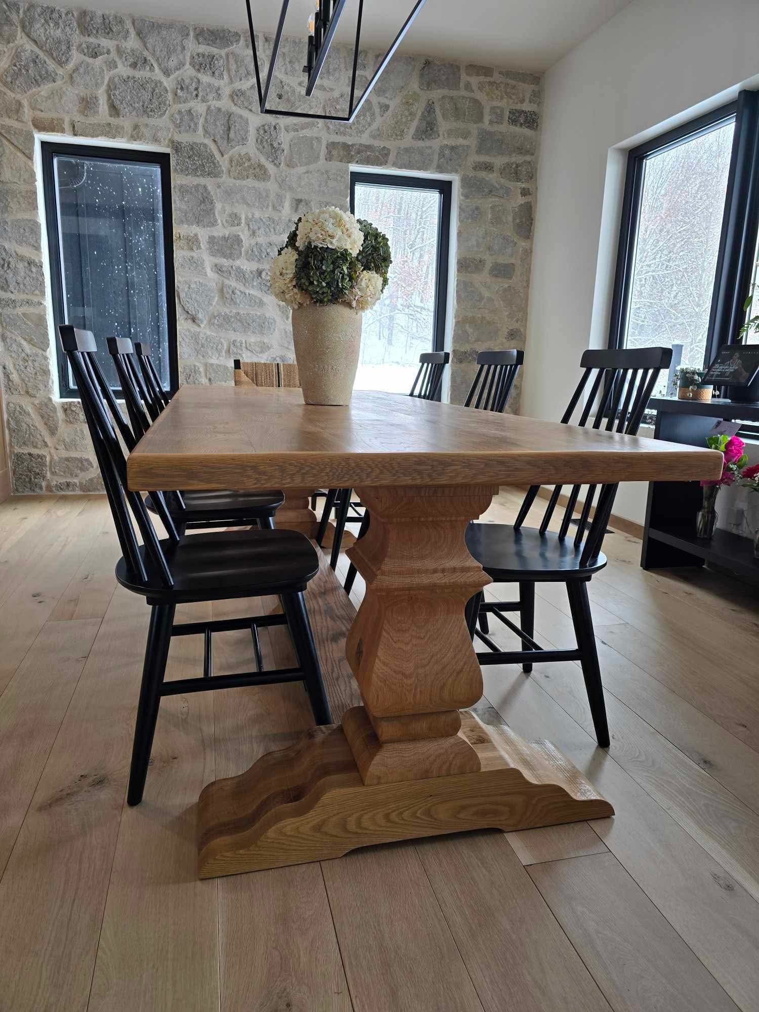 True Wisconsin Table-Golden Finish with Black Elegant Fence Chairs