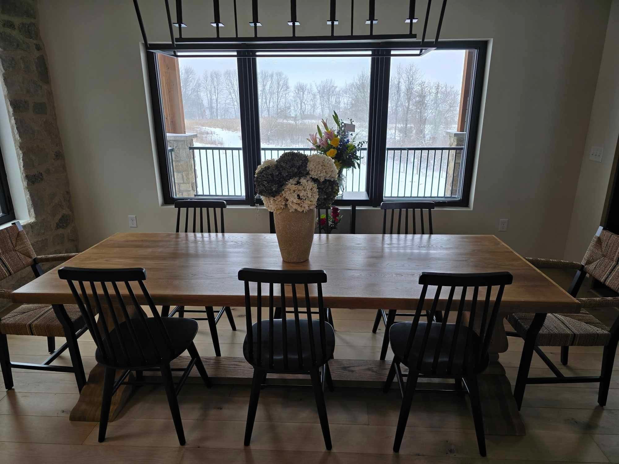 True Wisconsin Table-Golden Finish with Black Elegant Fence Chairs