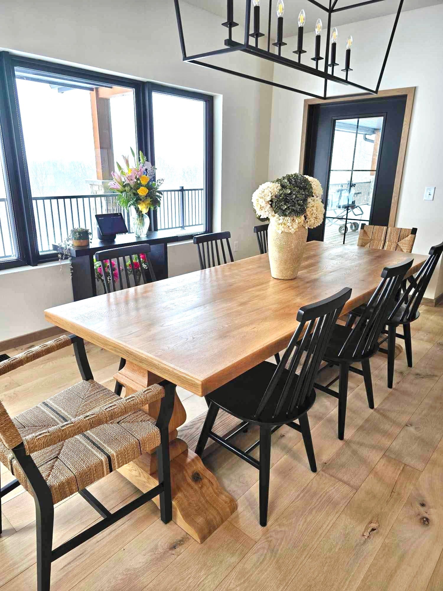 True Wisconsin Table-Golden Finish with Black Elegant Fence Chairs