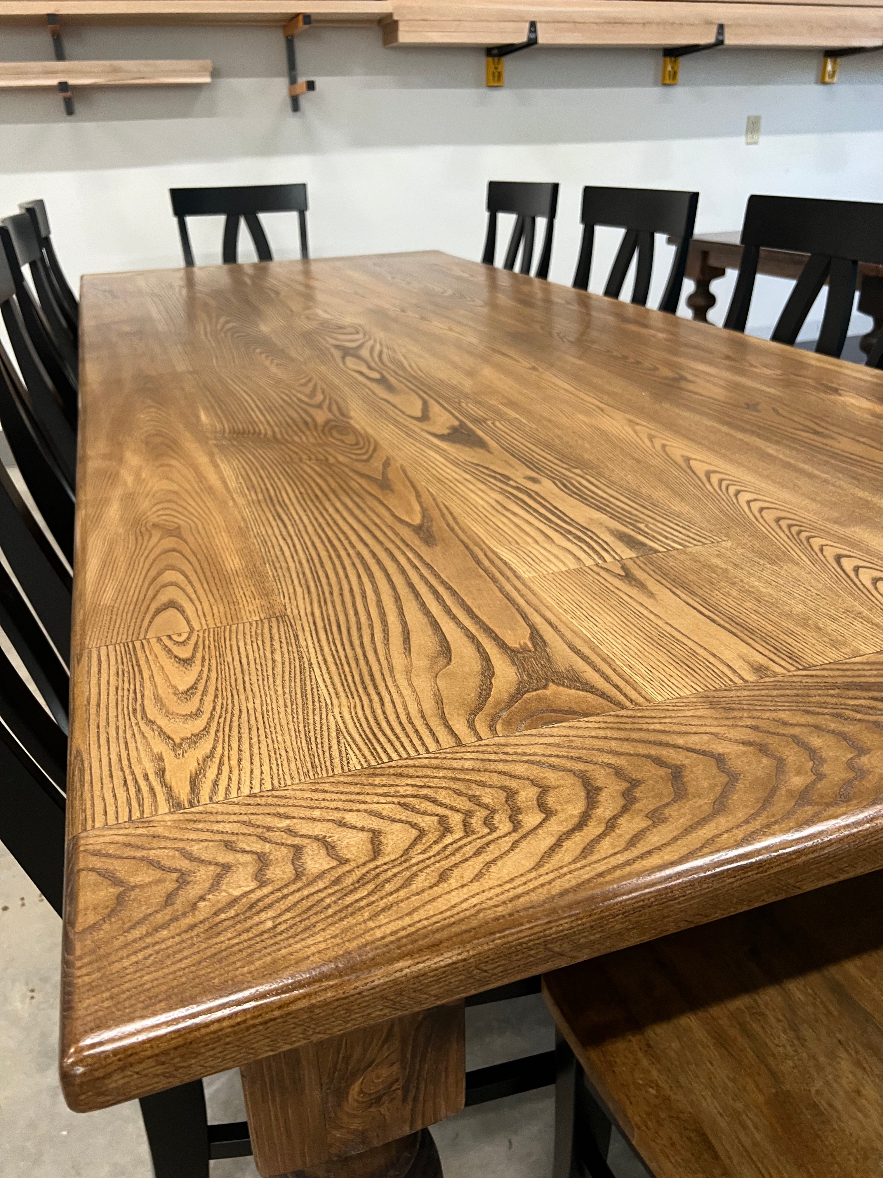 Taylor Table-Wyoming Prairie Tan Finish with Breadboards & New York Style Chairs