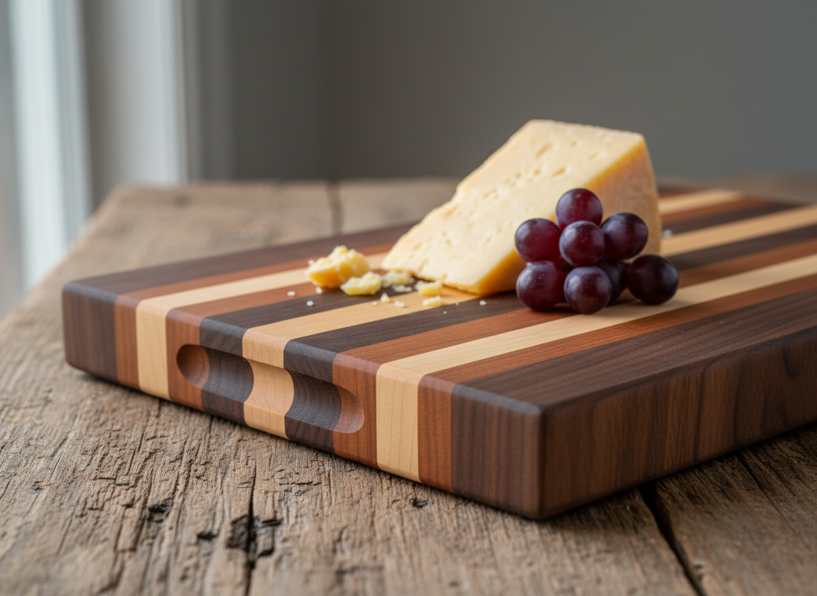 Handcrafted Walnut & Maple Striped Cutting Board