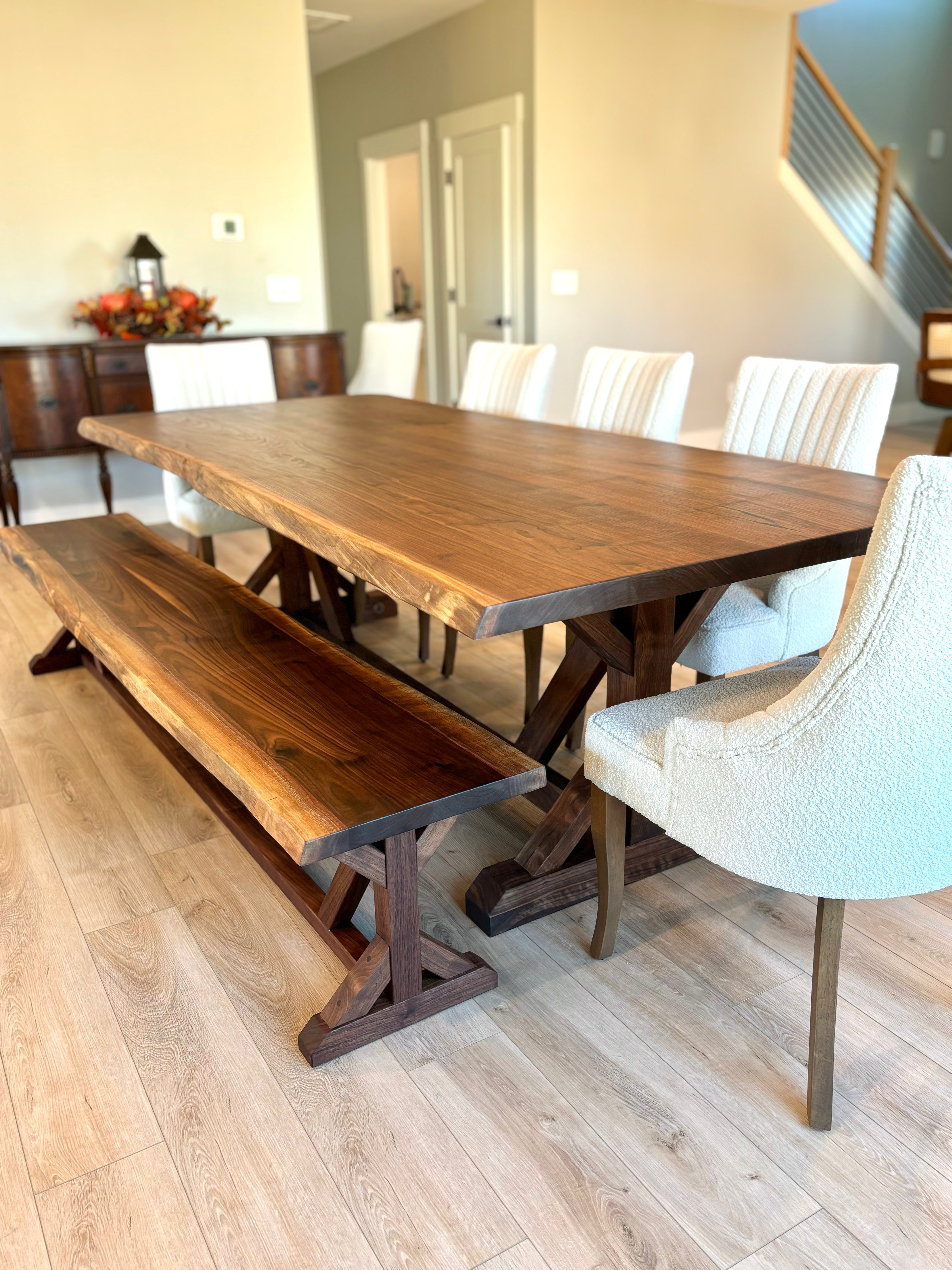 Jasmine Table Walnut Live Edge With King Chairs