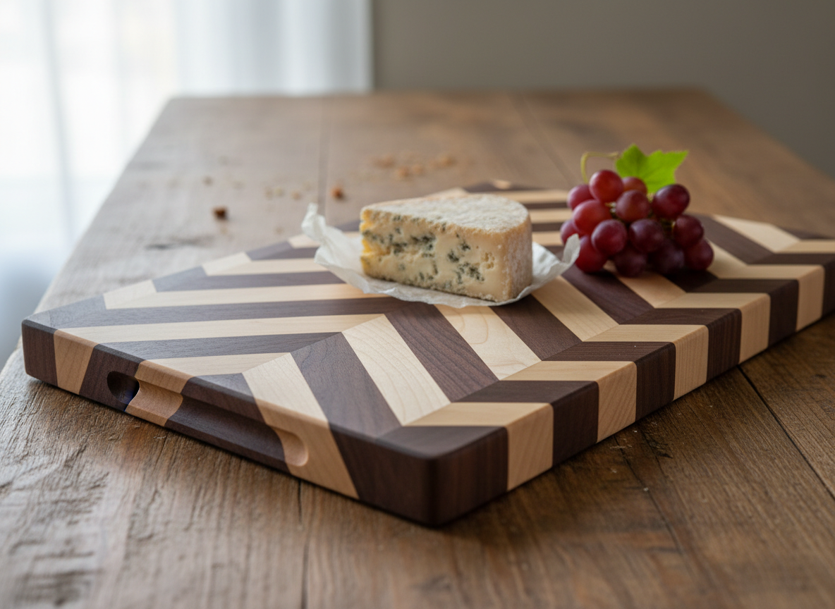 Herringbone Maple & Walnut Cutting Board