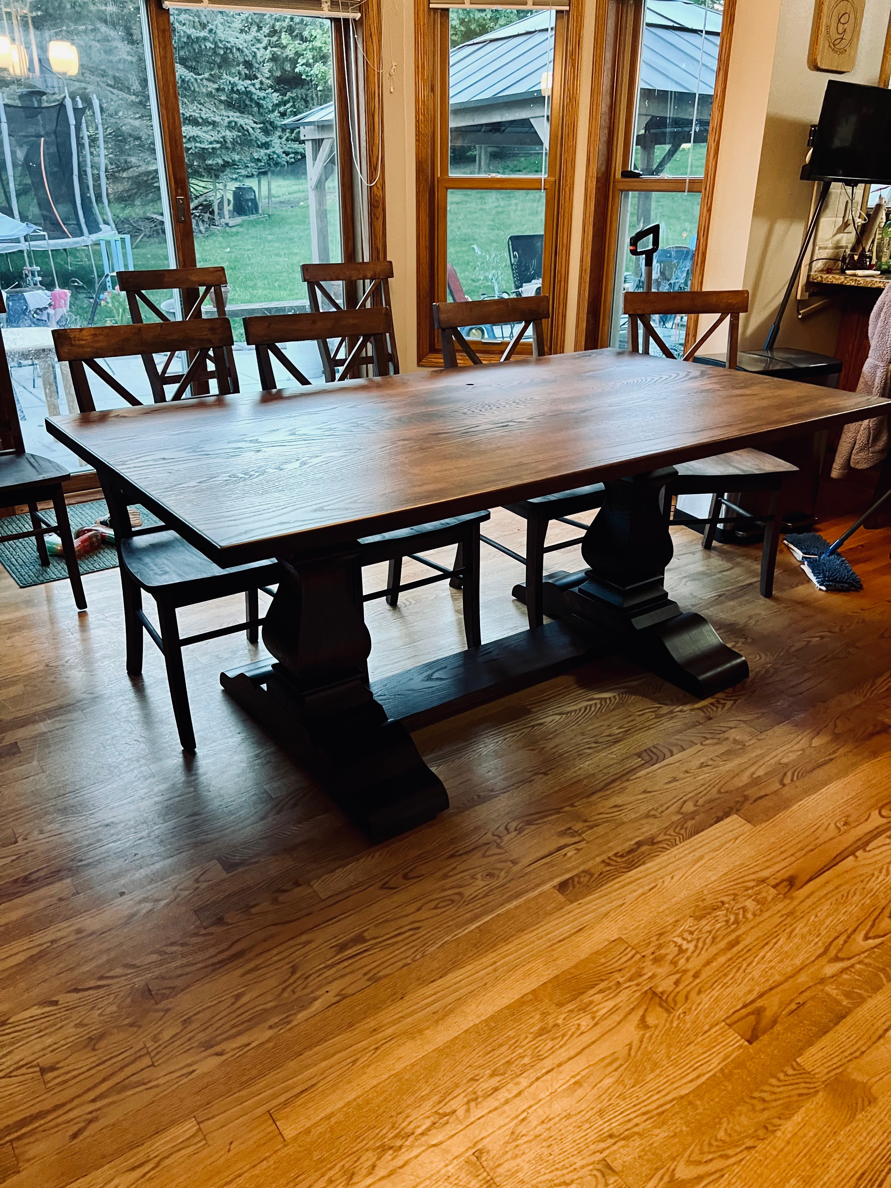True Wisconsin Table-Winter Buck Brown Finish With X Back Chairs