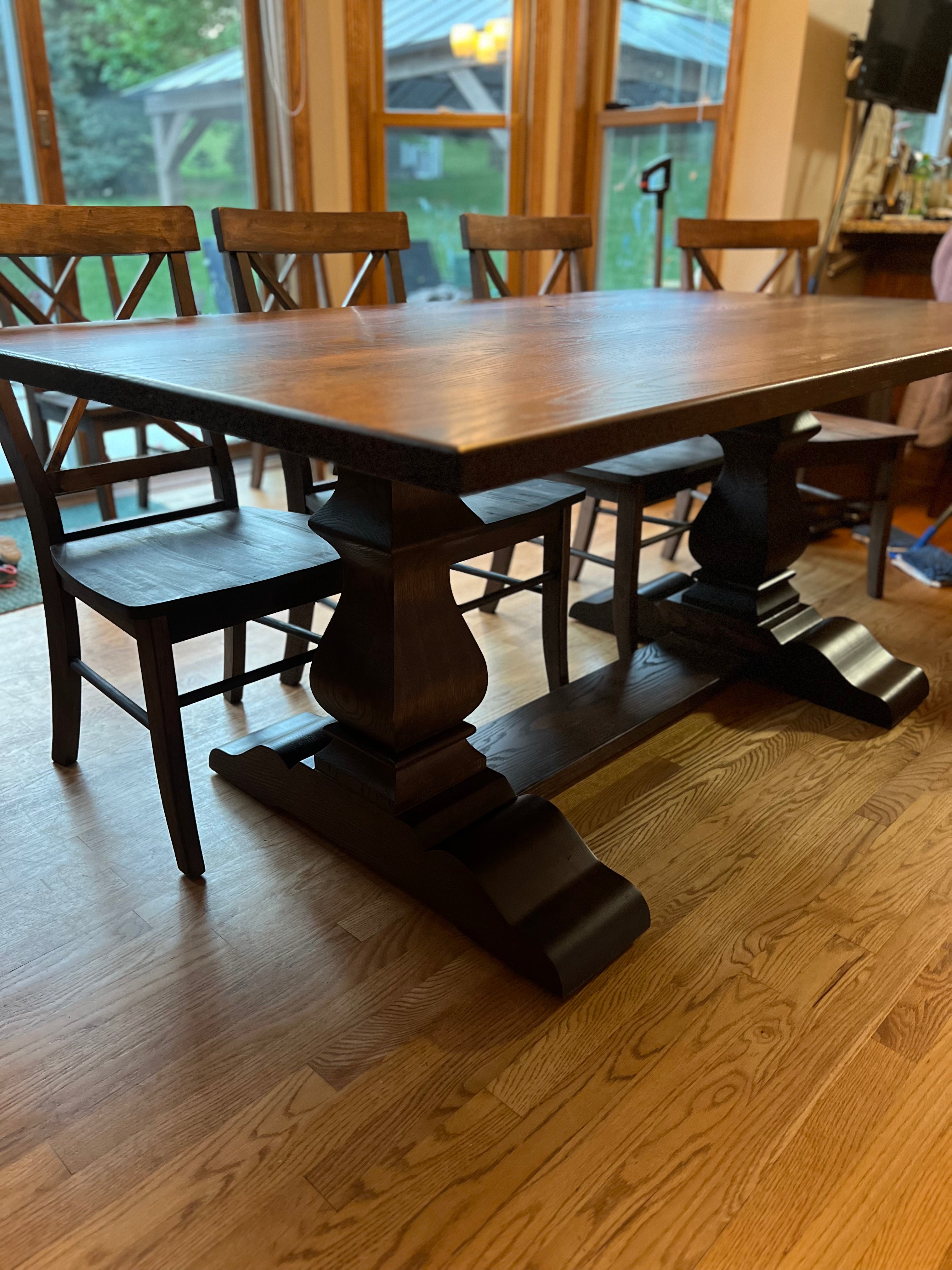 True Wisconsin Table-Winter Buck Brown Finish With X Back Chairs