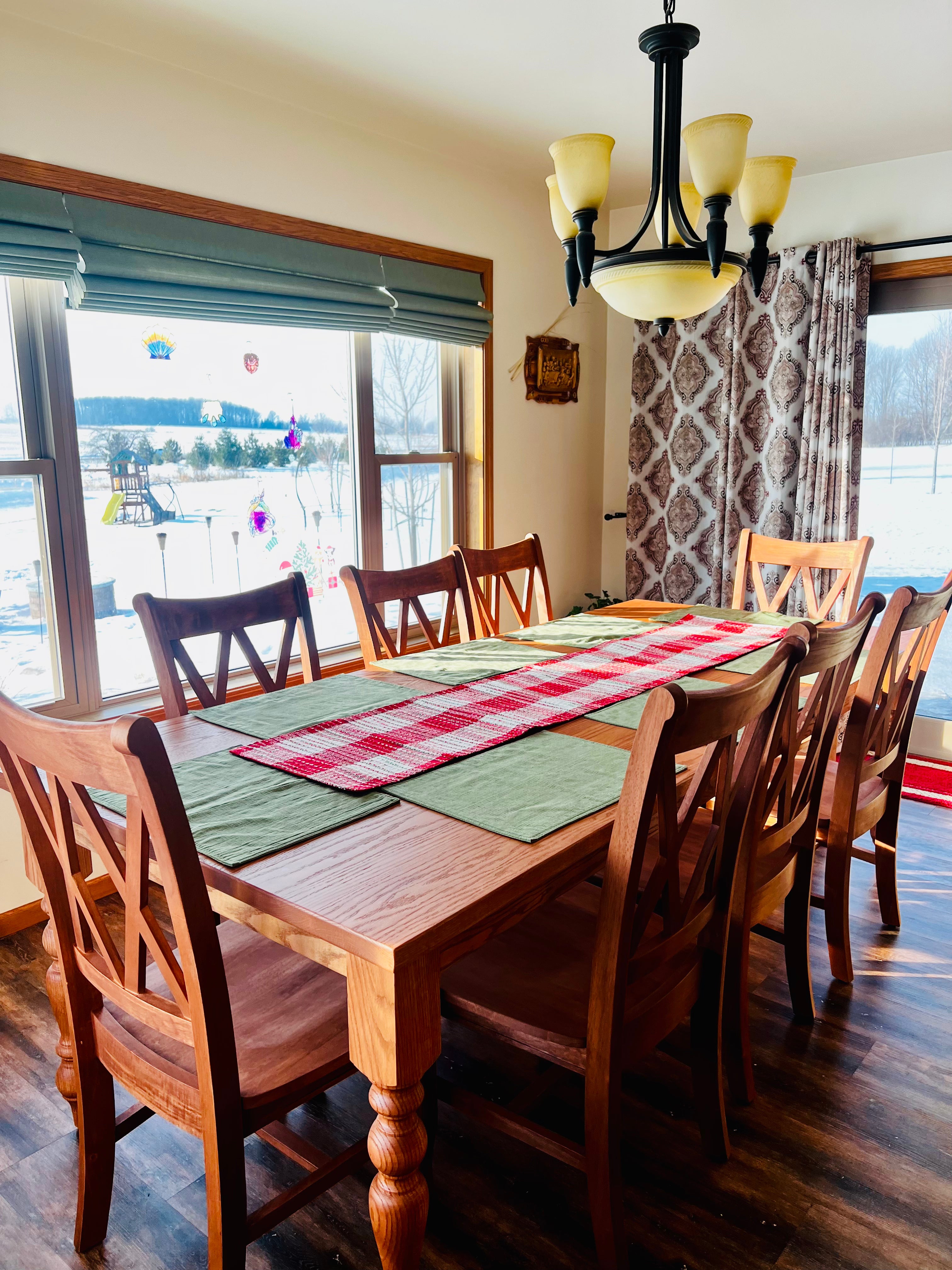 Classic RC Skinny Legs Solid Red Oak Dining Table w/ Matching Chairs