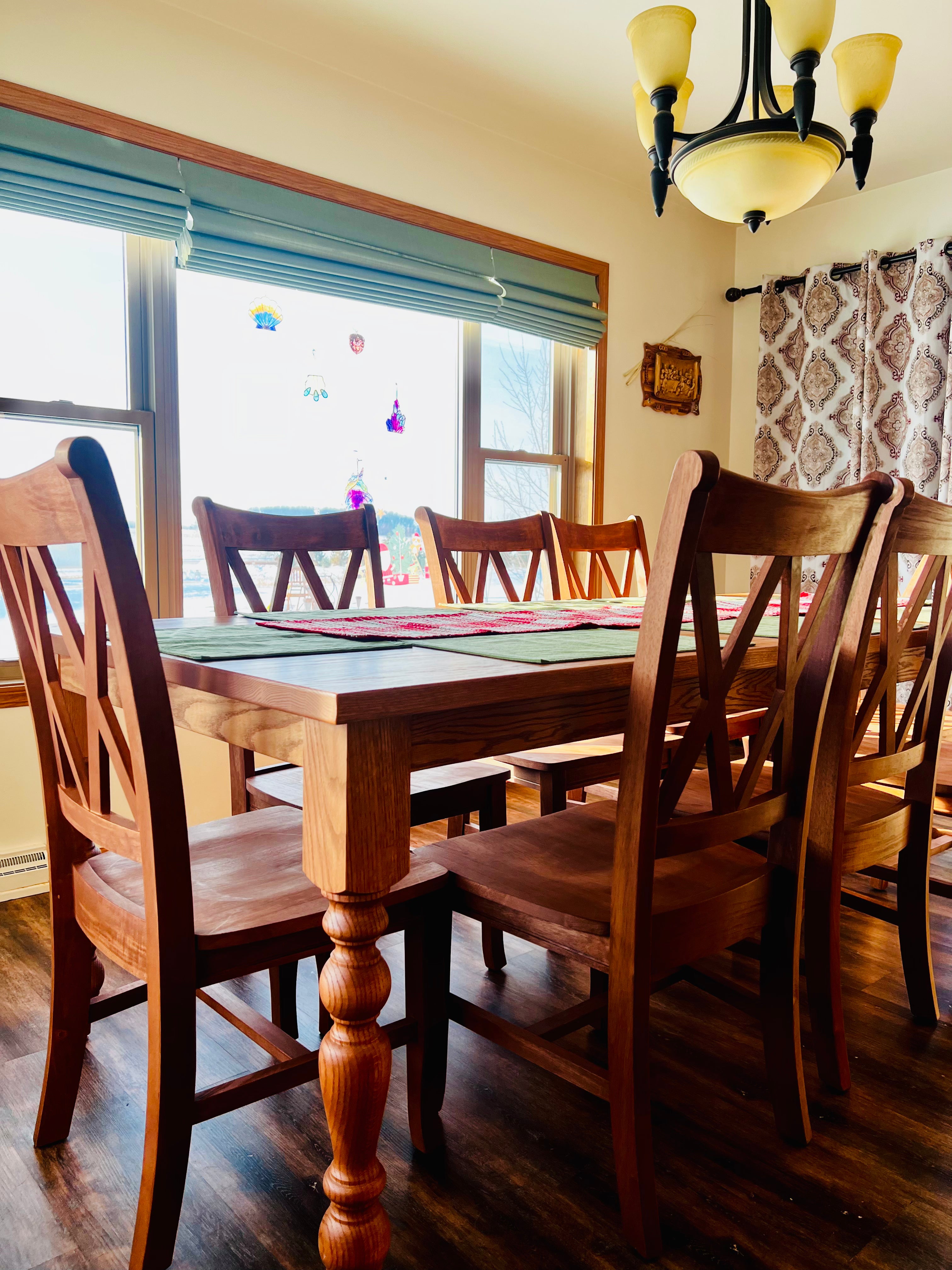 Classic RC Skinny Legs Solid Red Oak Dining Table w/ Matching Chairs